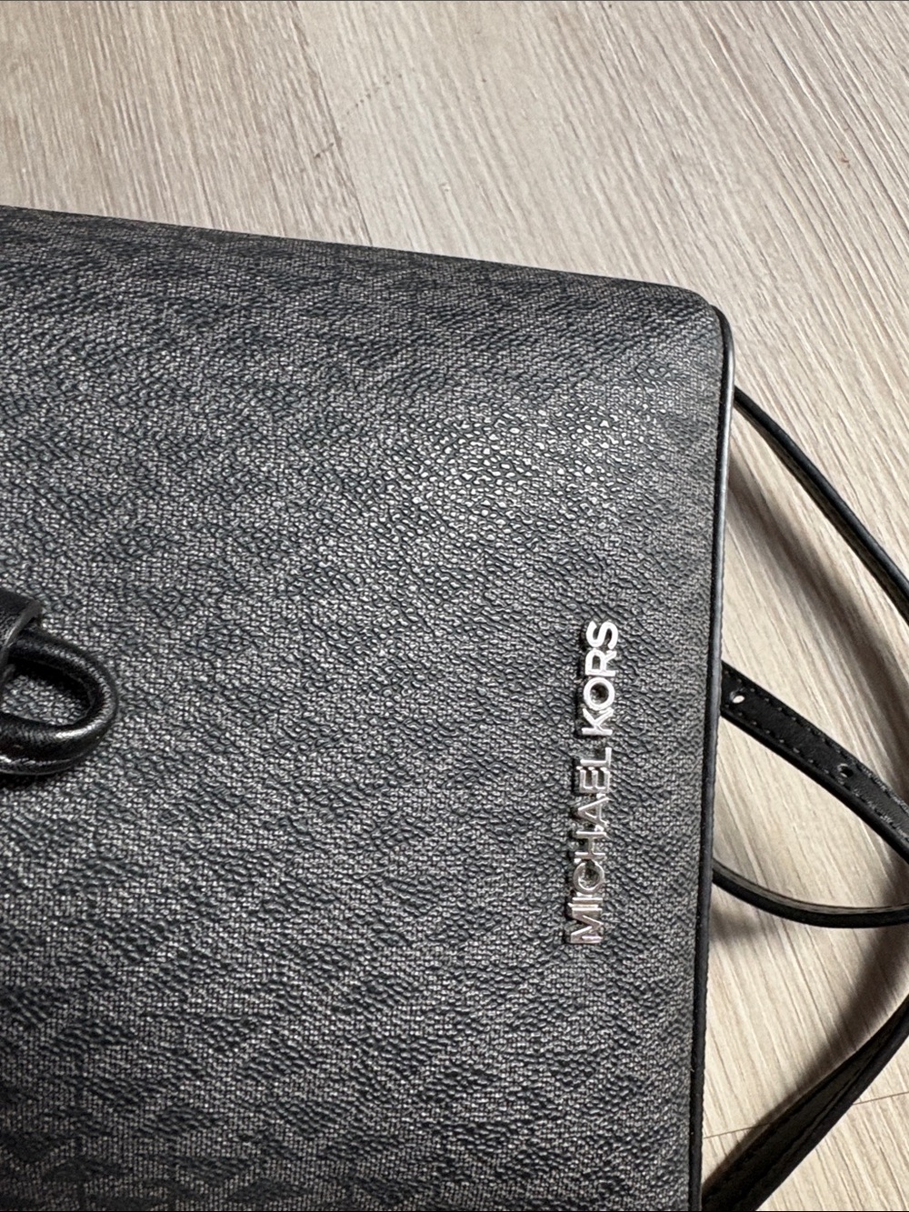Michael Kors Gray MK Monogram Drawstring Bucket Bag - Picture 7 of 7